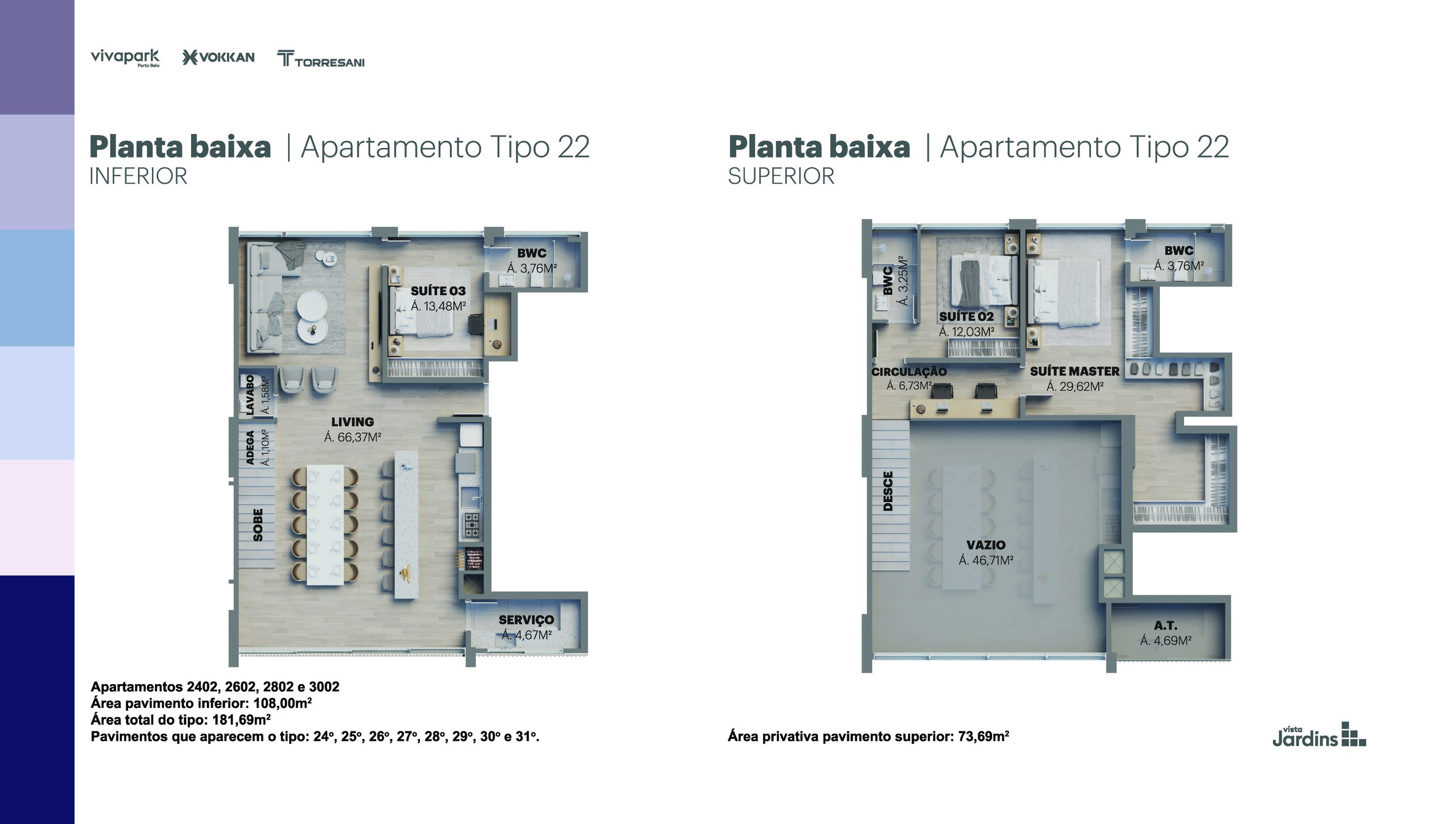 Type 22 · 181.69 m² · 2402, 2602, 2802, 3002 · Vista Jardins · Vivapark Porto Belo