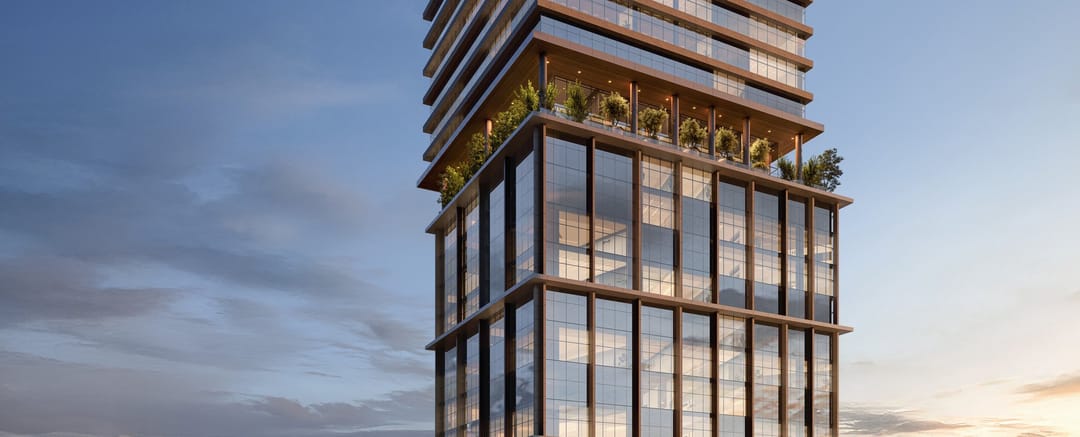Fachada — coroamento da torre com heliponto · Veccel · Vivapark Porto Belo