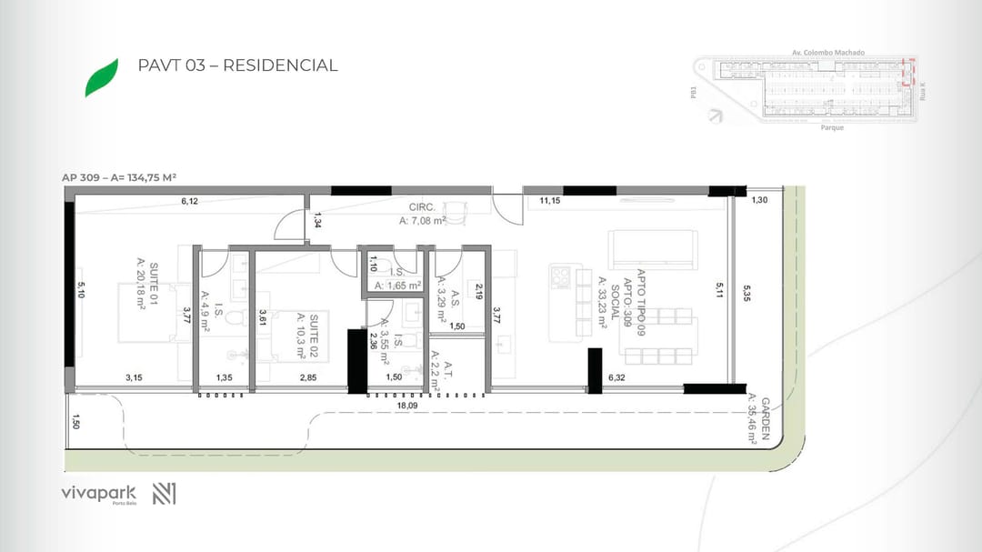 Embasamento · Apto 309 · planta técnica · Vision · Vivapark Porto Belo