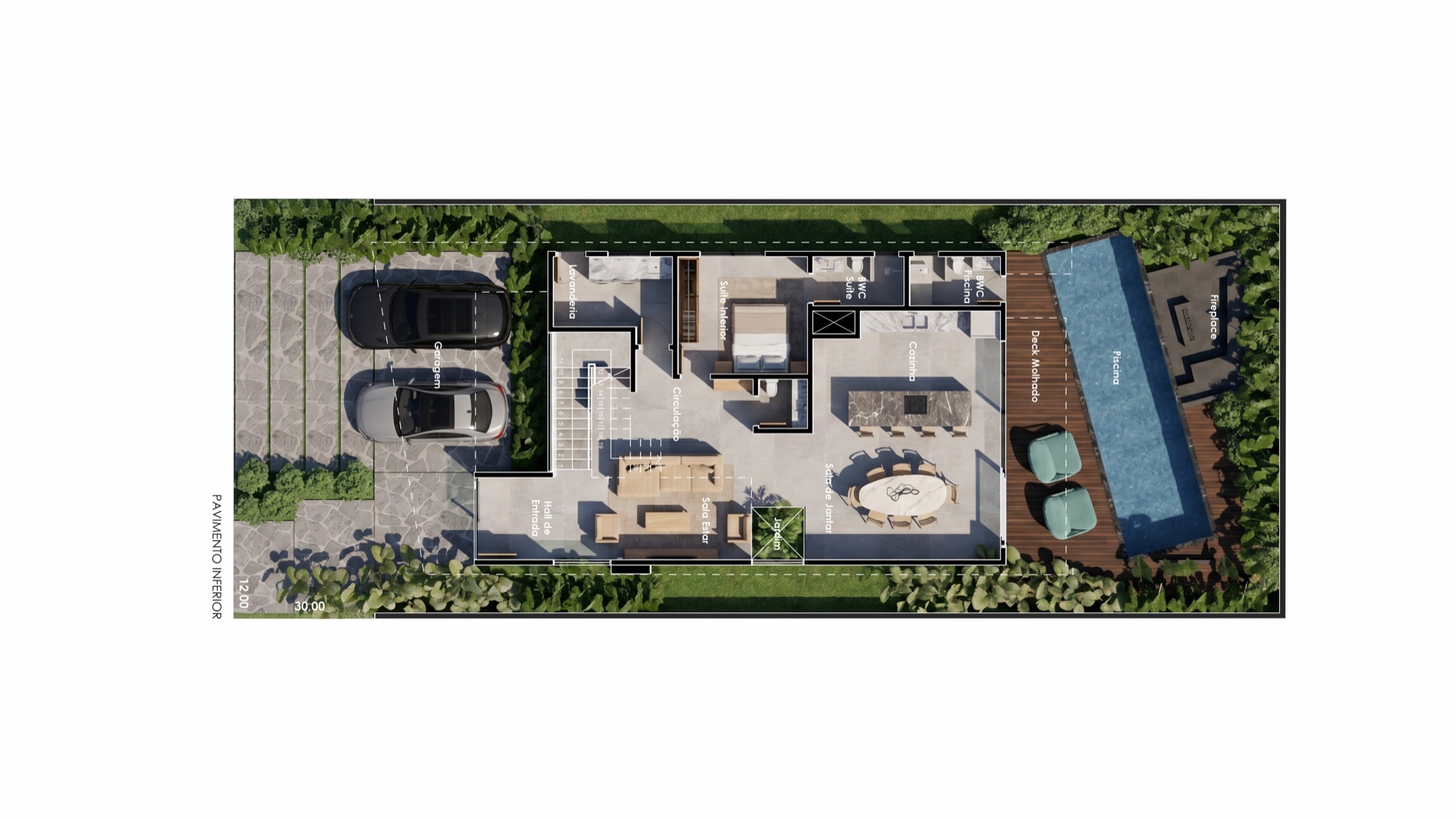 Floor plan - Lower level · Casa Hexagon · Vivapark Porto Belo