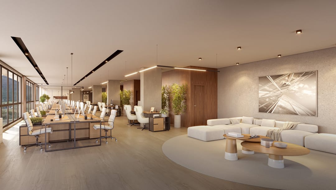 Sala corporativa — módulo de 8 salas (6º ao 12º andar) · Veccel · Vivapark Porto Belo
