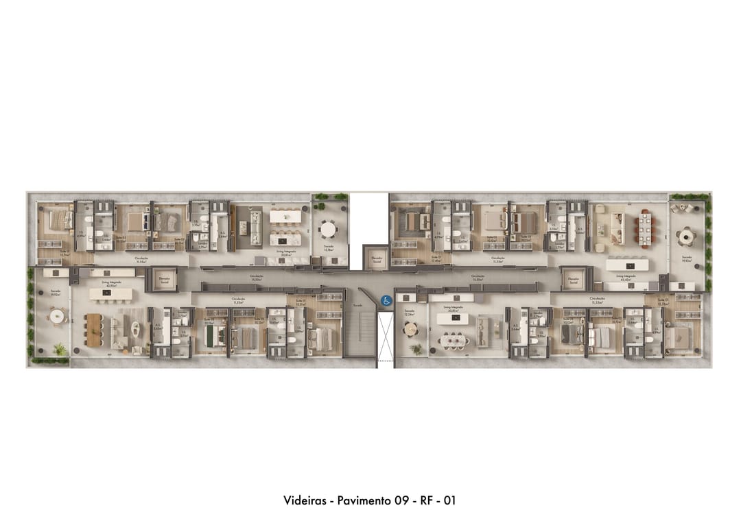 Pavimento 9 · planta do andar (9º, 13º, 17º, 21º, 25º) · Videiras · Vivapark Porto Belo